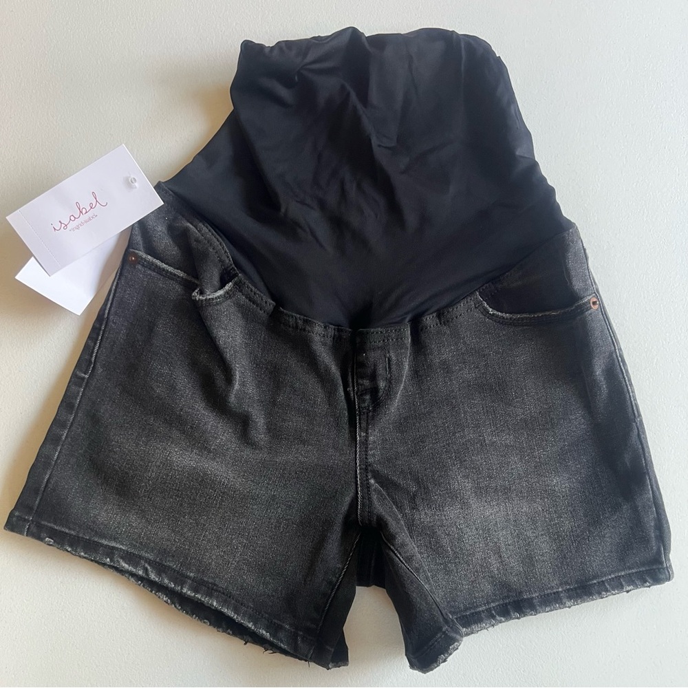 Isabel Maternity by Ingrid & Isabel High Waist Black Denim Shorts